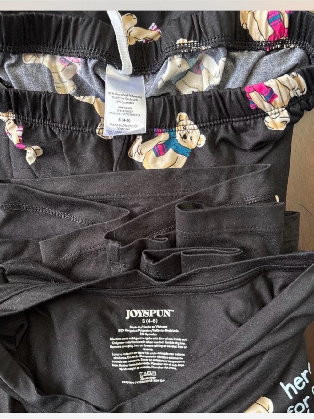 Women's Black Teddy Bear Pajama Set — Graphic Top & Printed Joggers - Picture 2 of 3